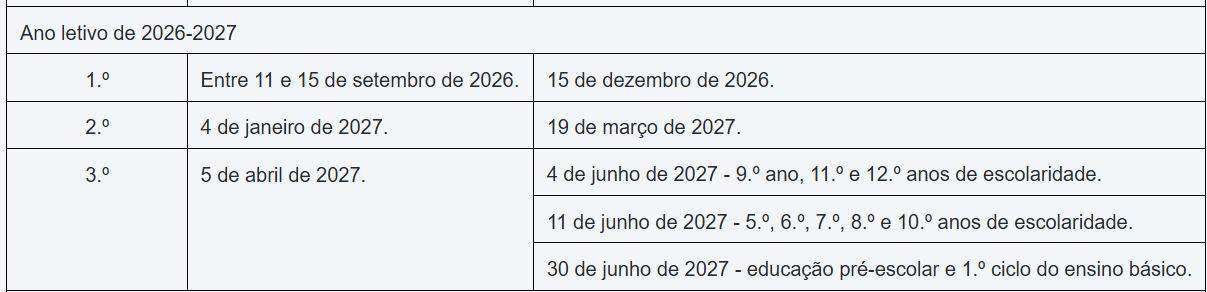Calendário Escolar 26 27